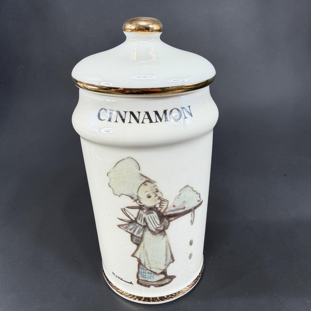 Vintage MJ Hummel Cinnamon Spice Jar Danbury Mint 1987 Gold Trim Porcelain Japan